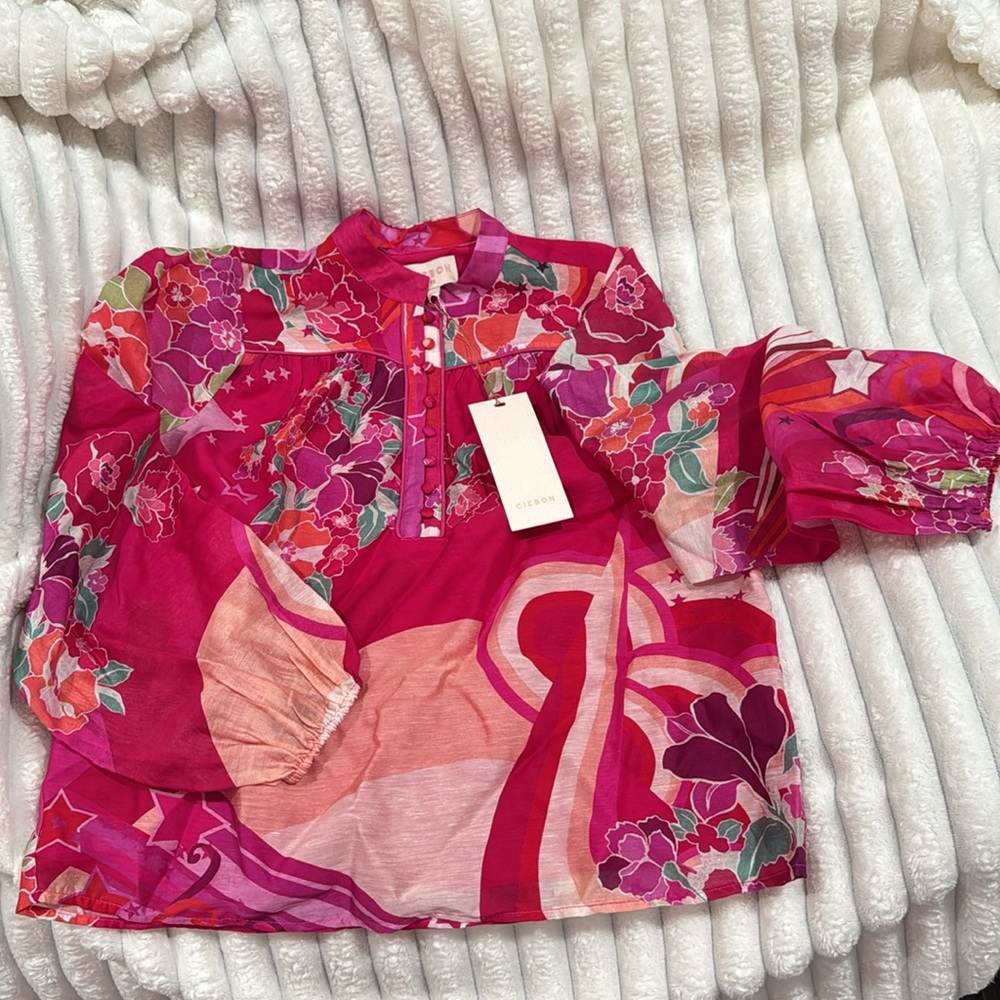 CIEBON Coordinating Fatimah Floral Print Mandarin Neck Long Sleeve Blouse - Picture 15 of 17